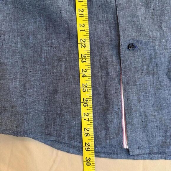Cotton Colors Men's XXL Linen Button Down Shirt in Navy Blue Linen Made in Italy - Picture 6 of 10